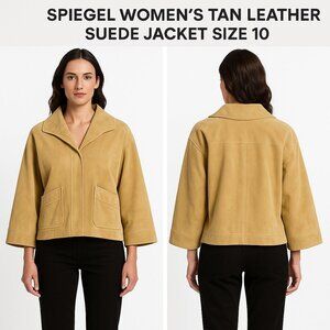 SPIEGEL WOMEN'S TAN LEATHER SUEDE JACKET SIZE 10